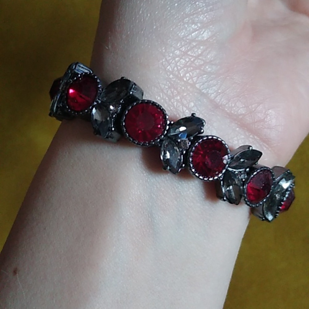 Smokey gray and red bracelet